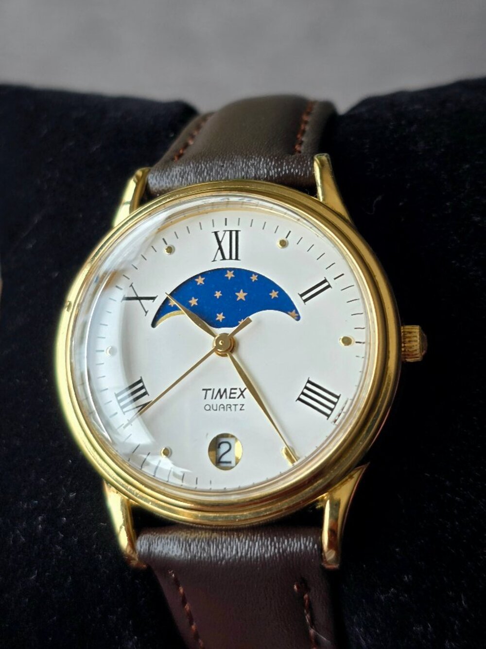 1991 Timex Women's Watch, Moon Phase, 32 mm, Japanese Movement, 364 T Cell, Vtg